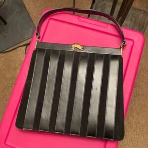 ✨ Rare HTF Bienen Davis Elegant Vintage Black Leather Handbag 50s 60s